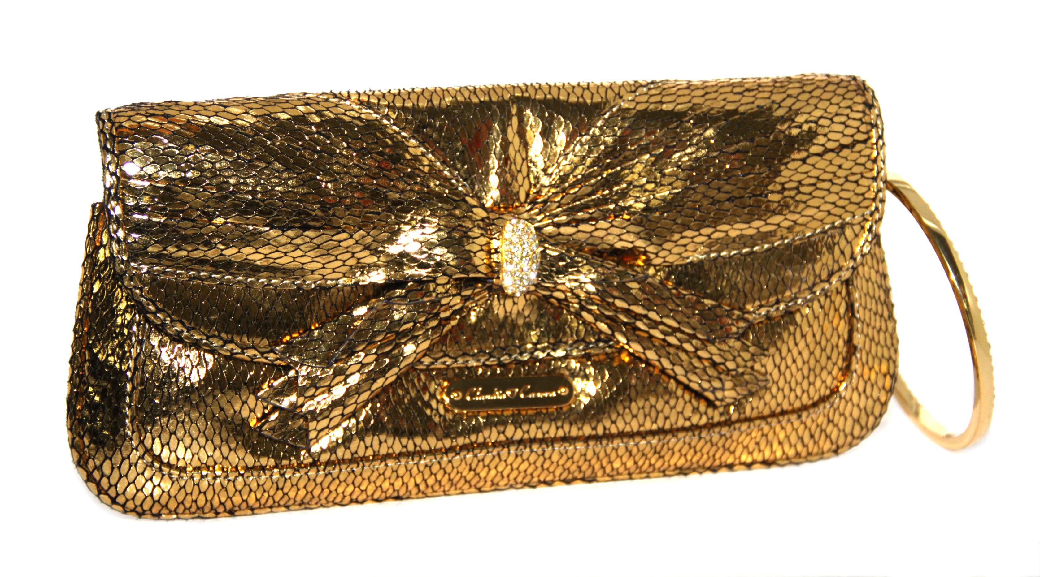 gold designer clutch bag