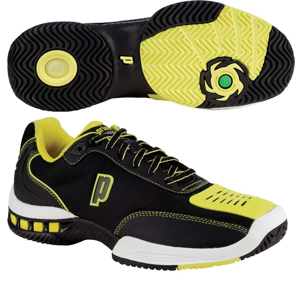 black and yellow tennis shoes