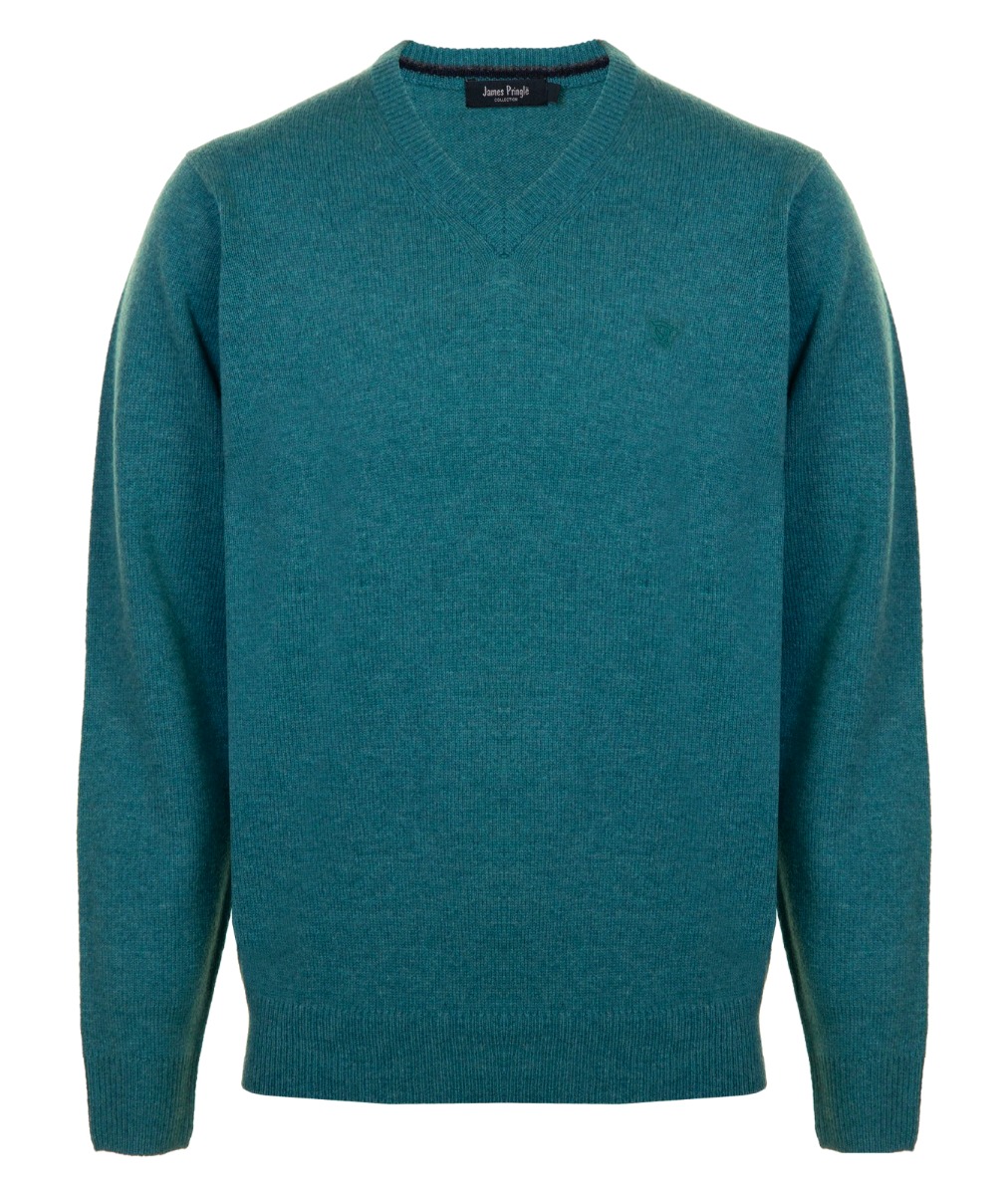 James Pringle Dark Aqua Blue V Neck Wool Jumper [2105131AQ3] Size M | eBay