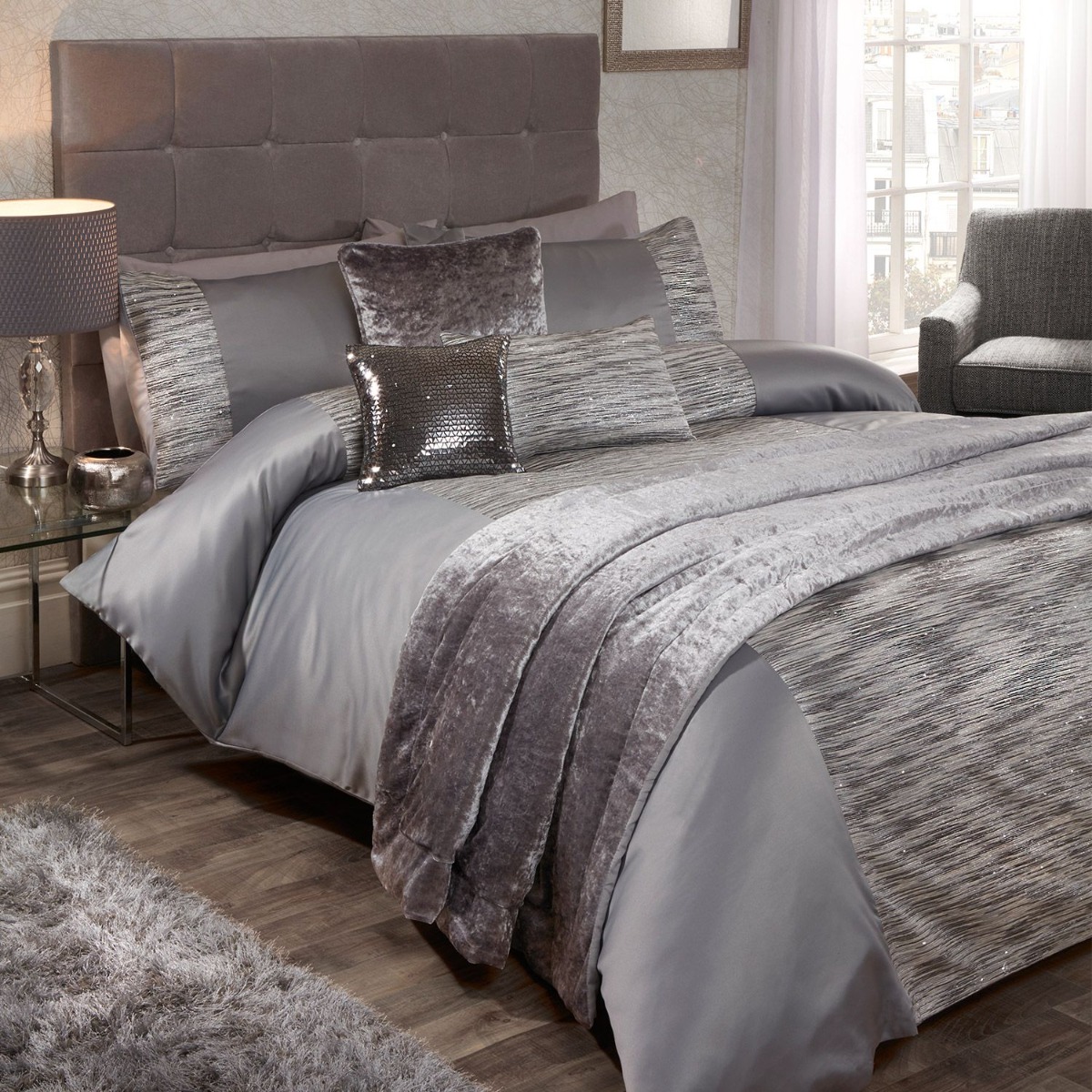 Julian Charles Boutique Lavish Silver Double Duvet Set