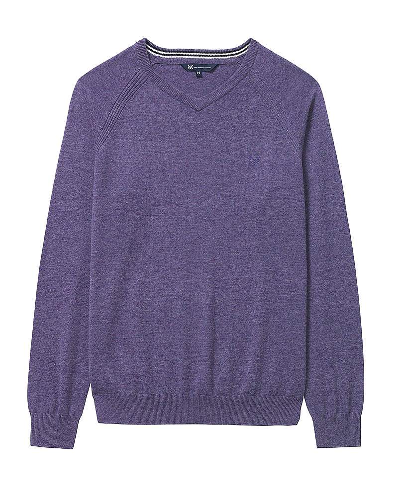 mens purple v neck jumper